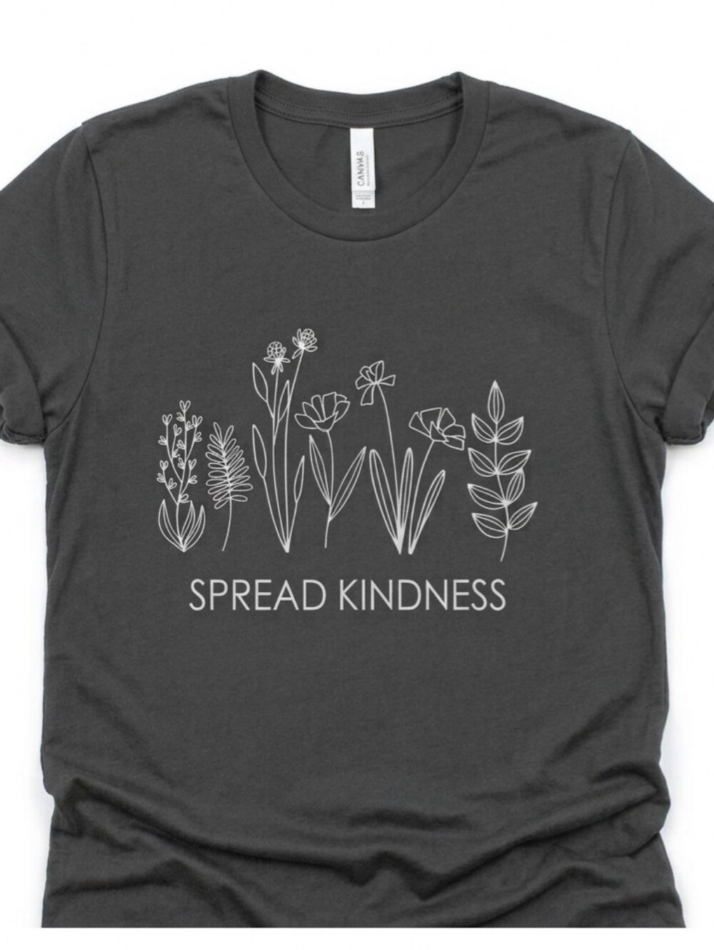 'Spread Kindness Like Wildflowers' Charcoal Gray Woman's Size 2XL